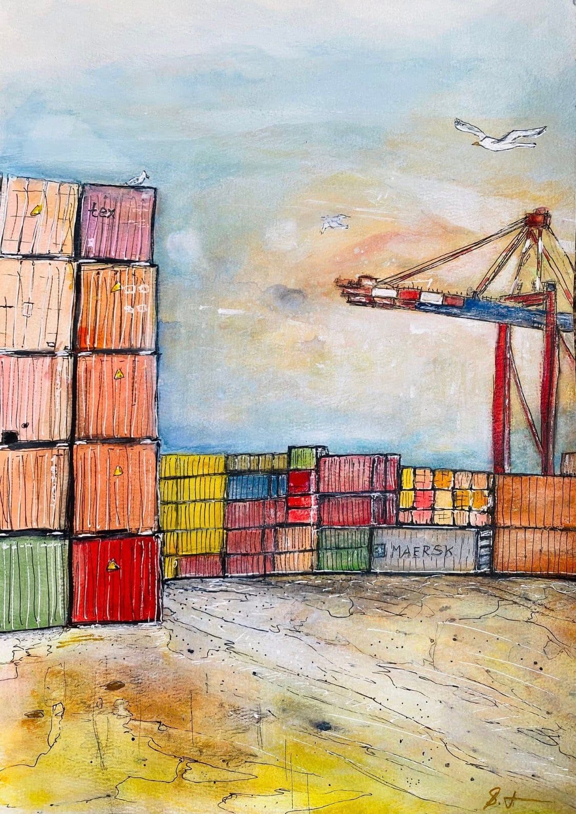 Abstraktes Gemälde Goldregen