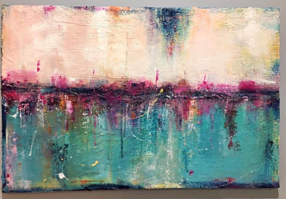 Abstraktes Gemälde Samtgrün